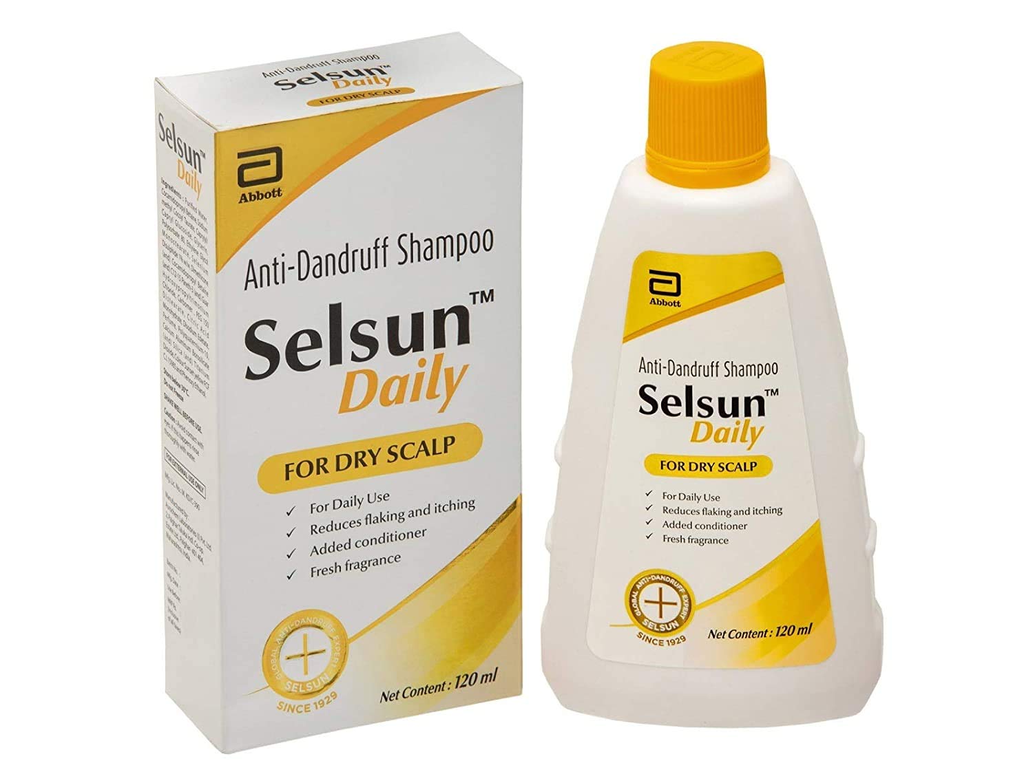 Buy Abbott SELSUN Daily AntiDandruff Shampoo 120ml (Pack of 2) Online