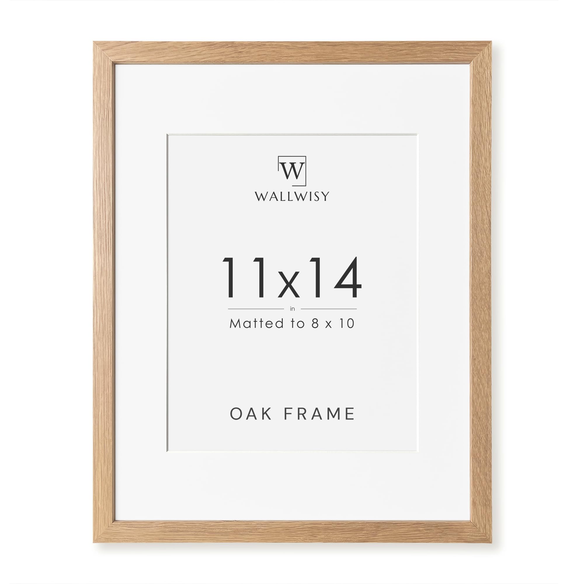 Photo 1 of 11x14 Picture Frame, Solid Oak 11x14 Photo Frame with Mat to 8x10, 14x11 Natural Oak Wood Frames for Wall, Set of 1