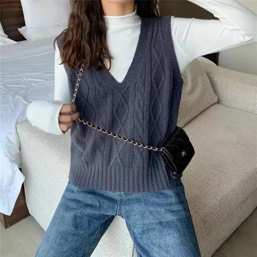 【BAON】[unisex] Kuomi Over String Hood Knit Vest Bone Wool Vest (K2410KN078-BLACK)