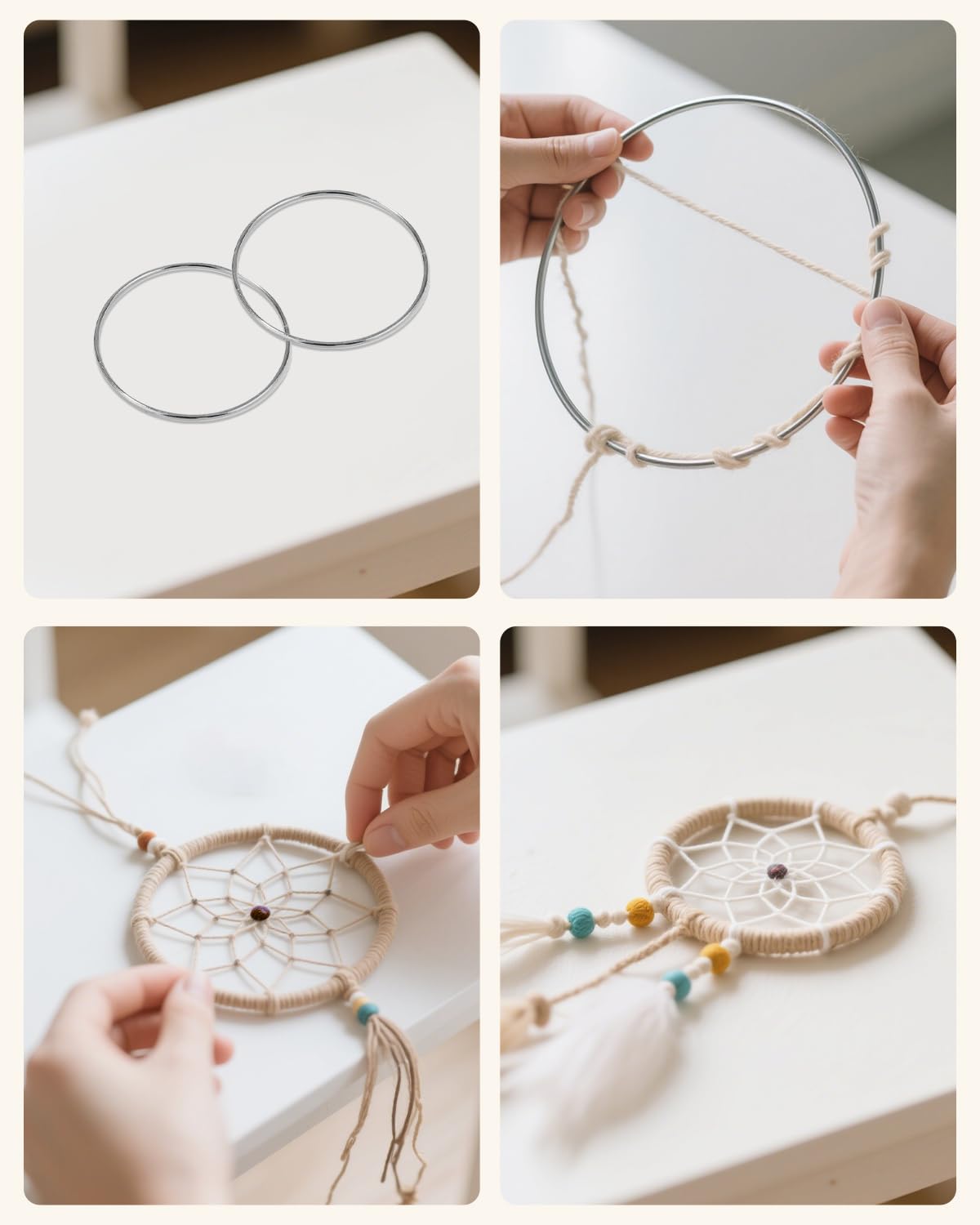 Lot De 8 Anneaux En Métal à Motif Floral De 20,3 Cm Pour Travaux Manuels, Macramé, Couronne, Attrape-rêves, Couronnes, Loisirs Créatifs, Argent