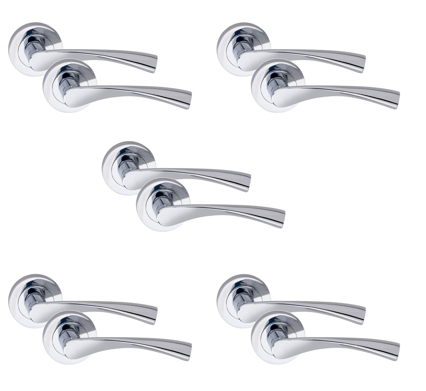 5 Pair Astrid Design Internal Door Handles Polished Chrome FinishGolden Grace from B&Q