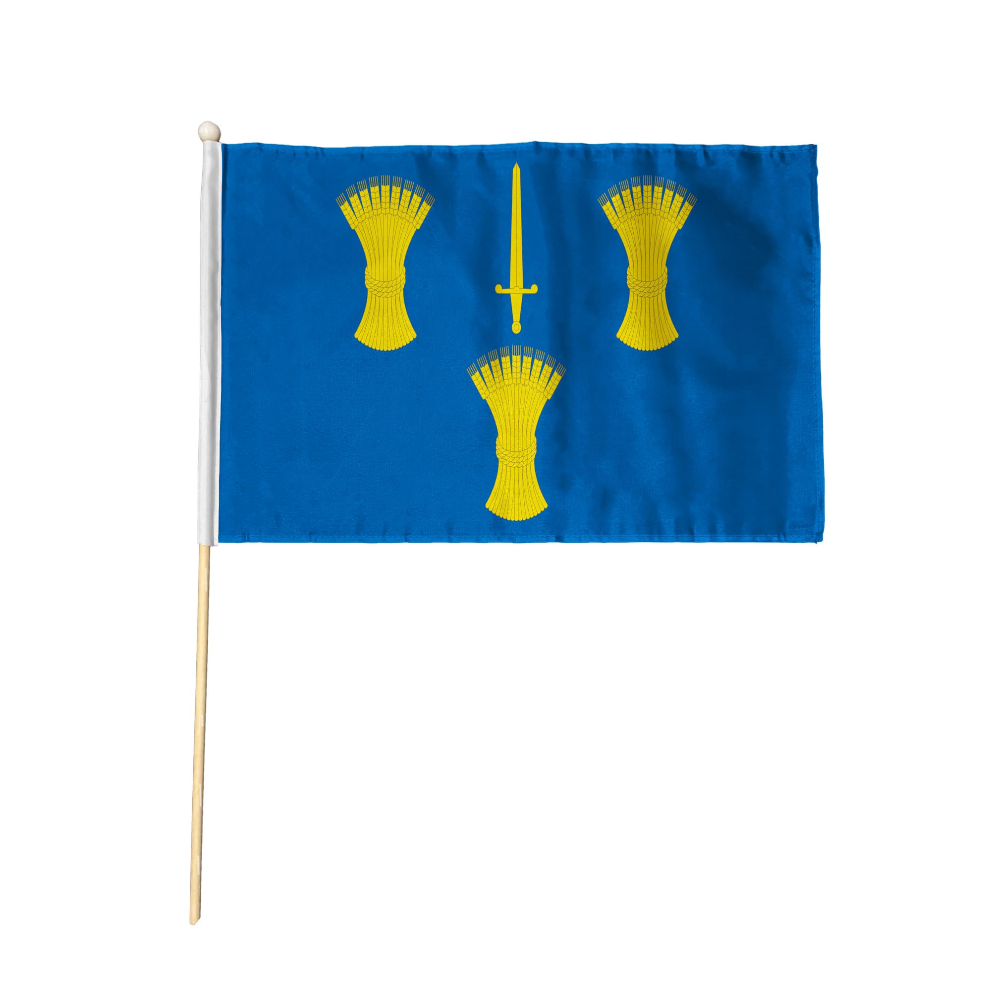 Flagtex Cheshire Pack of 12 Hand Waving Flag (9x6 Inch) - Premium Wooden Stick Hand Flag 9x6 Inch Natural Wood Pole Cheshire County Flag Events Parades Celebrations