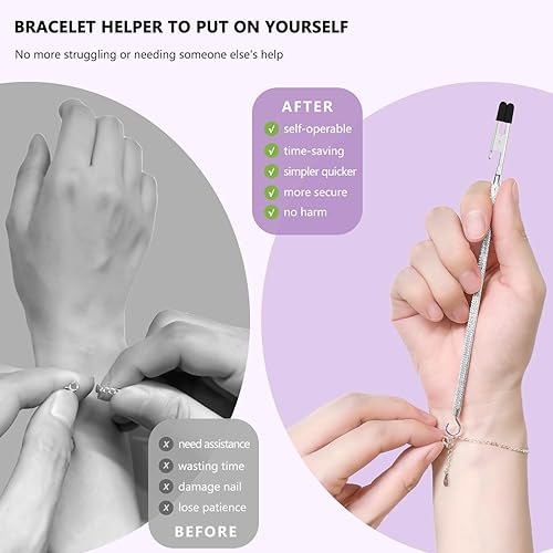 Miniatura 9 de ChangWanna Gancho para herramientas de pulsera, bonito ayudante de pulsera para ponerte a ti mismo, ayuda de ayuda fácil de usar joyas, pulsera de