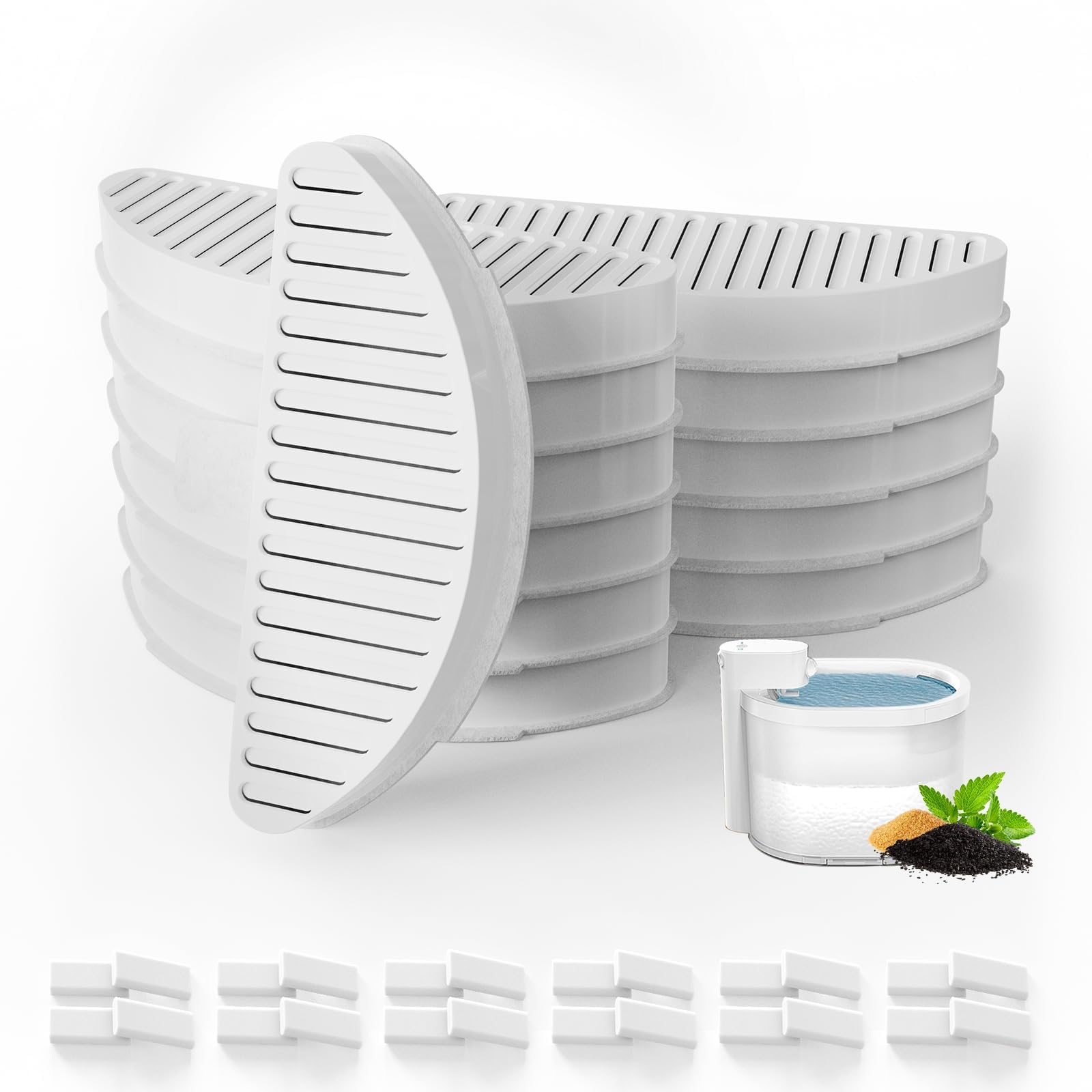 Cat Water Fountain Filter Pet Drinking Fountain Filter, Compatible with Cat Dispenser 67oz/2L Fountain, Pet Automatic Water Feeder, 9 Pack (9 Filters+