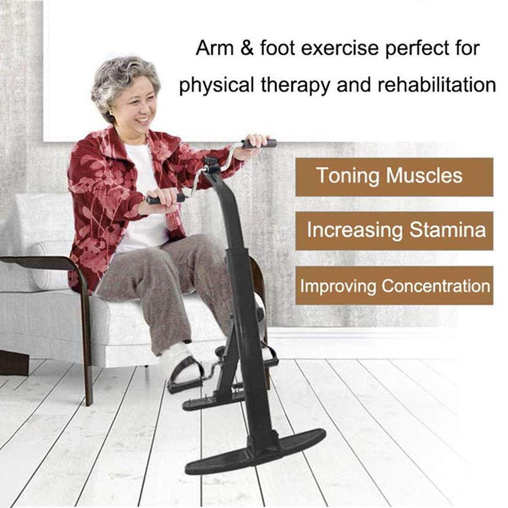 ERoomQ Fitness Equipment Elderly Folding Pedal Exerciser Under Desk Fitness Rehab Equipment Seniors Folding Mini Stationary Bike Peddler Upper and Lower Limbs Training Device