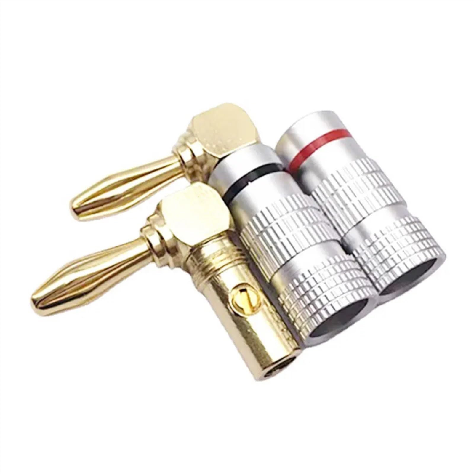 Złącza bananowe do głośników kątowych 2/6 sztuk, pozłacane 24-karatowe złącze głośnika audio 4 mm (2 szt., typ liścia)
