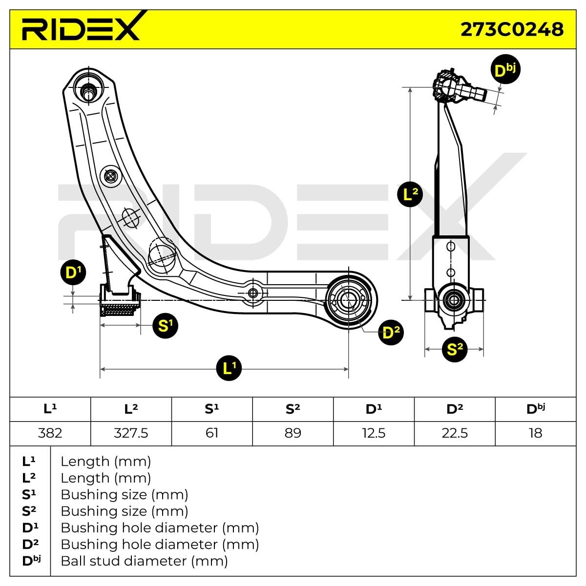 Wahacz Zawieszenia Koła RIDEX 273C0248 przód prawo Kompatybilny z MAZDA MPV II LW MPV I LV