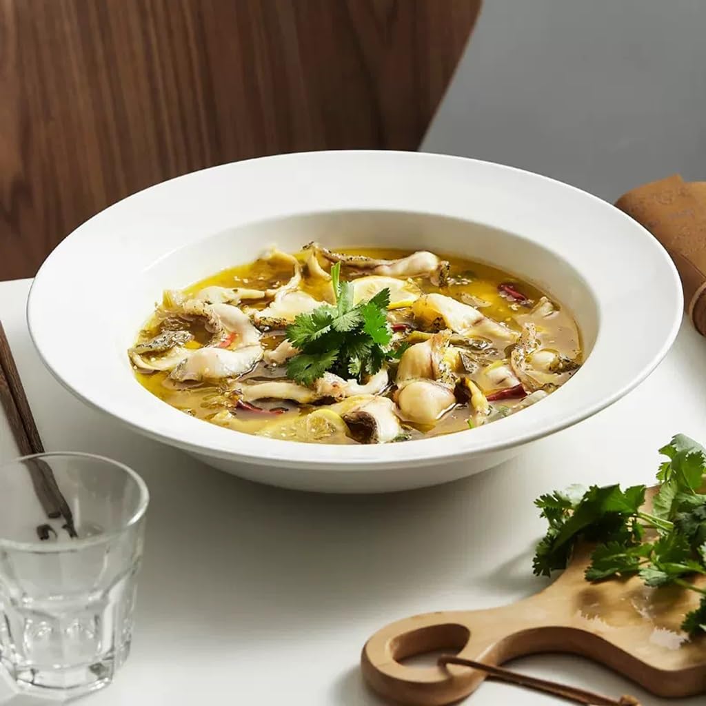 Ensaladera grande de cerámica, cuenco hondo para vajilla del hogar y hotel, perfecto para verduras, frutas, aperitivos y ramen. Ideal para servir y entretener.