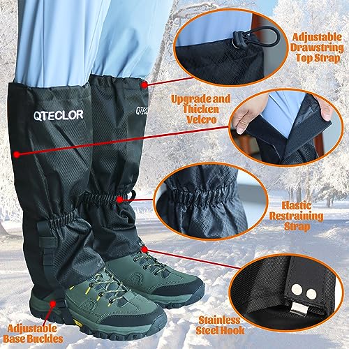 image for QTECLOR Men/Women Adjustable Leg Gaiters, Teen Adult Black/Blue/Green/