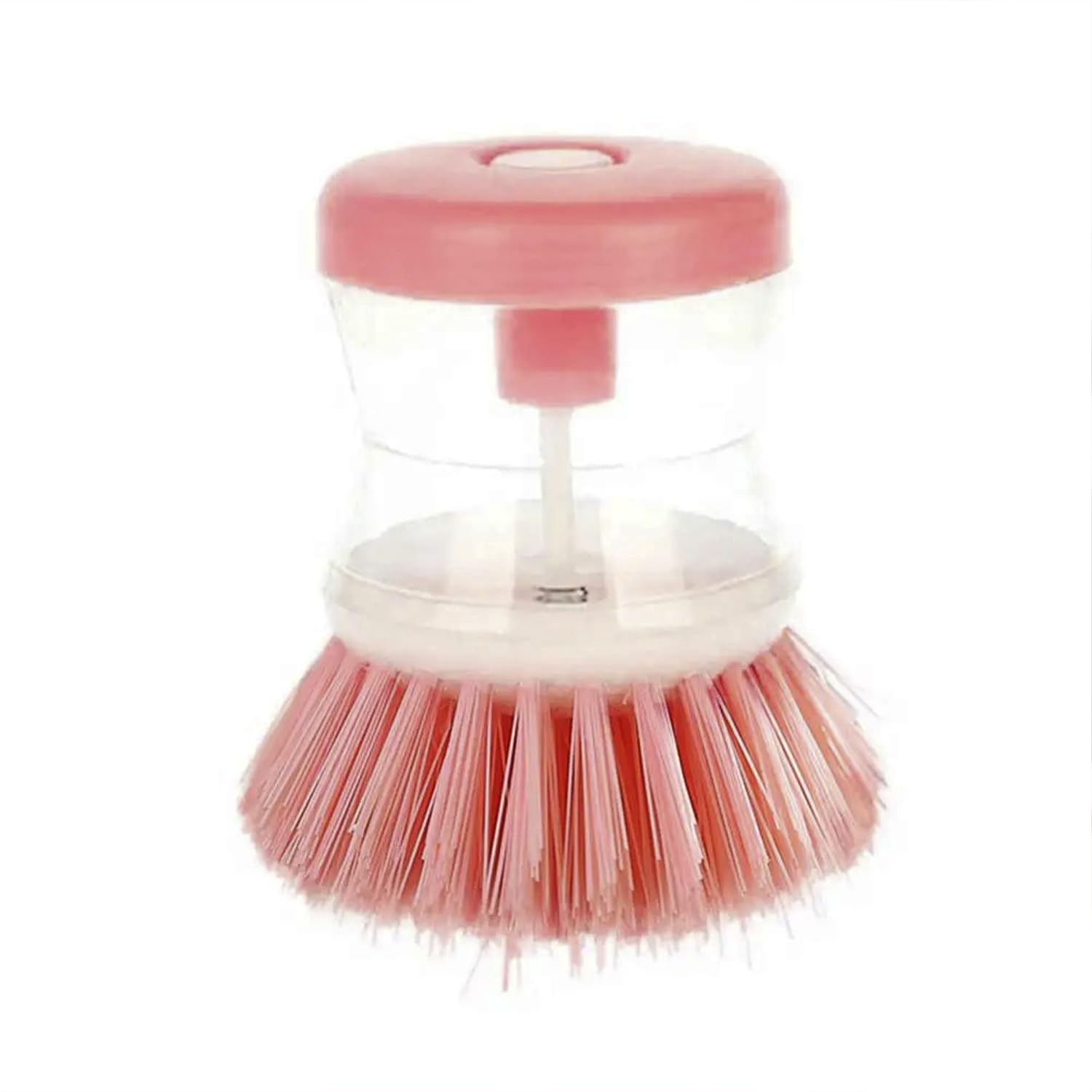 Escova De Limpeza Com Recipiente Para Detergente Multiuso Lava Louças (Rosa)