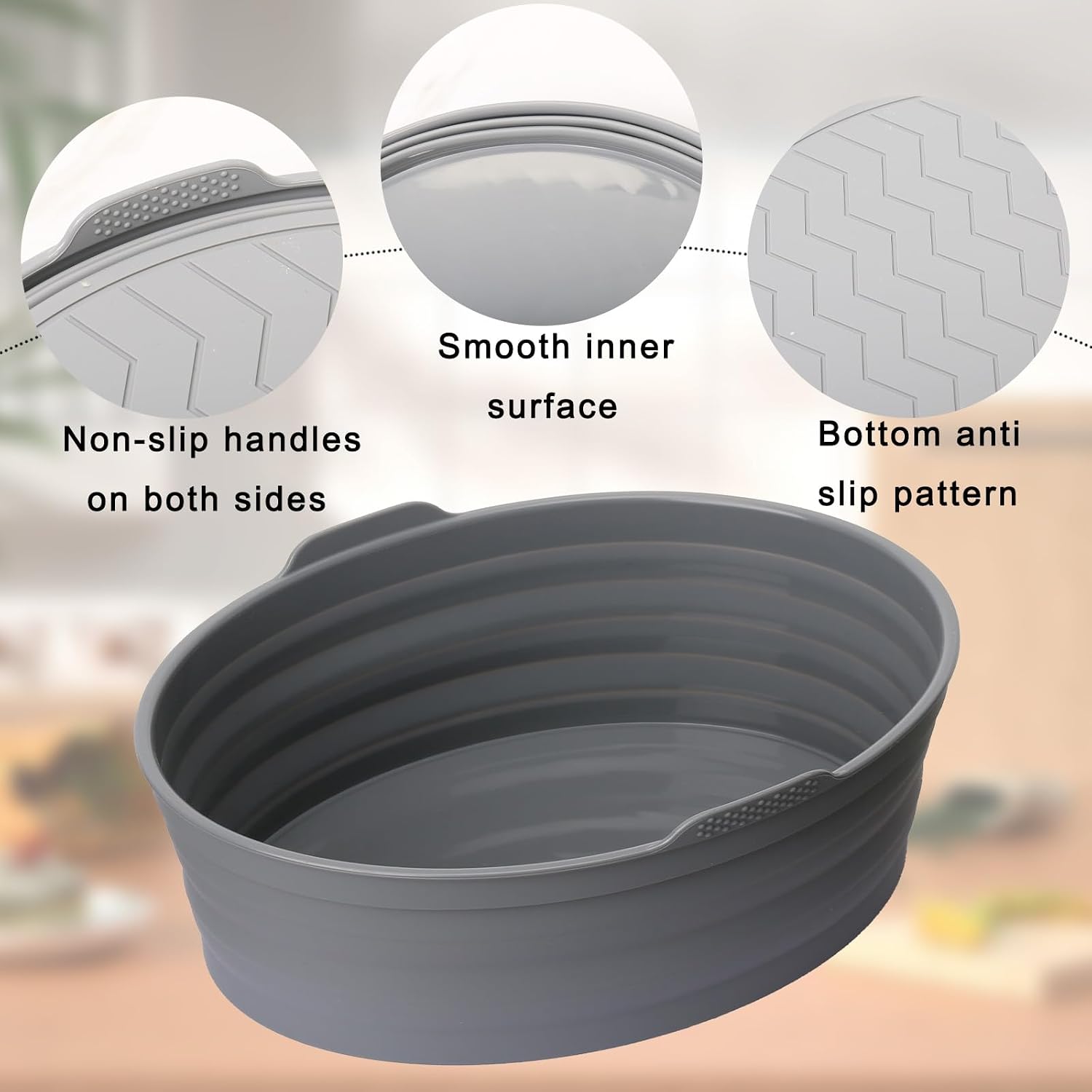 Silicone Slow Cooker Liners with Handle, 6 QT Reusable Cooking Liners Compatible with Crock-Pot & Hamilton Beach，Foldable Oval Slow Cookers Accessories, Food-grade & Easy Cleanup, 1 Pcs image 4