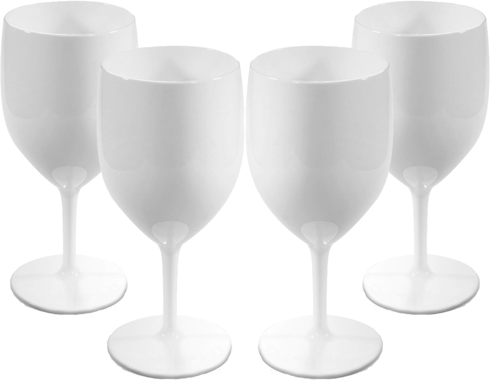 Unbreakable Reusable Polycarbonate Plastic Large White Wine Glasses Set (310ml/11oz to Rim Height 18.8cm, Max Diameter 8.1cm) Realistic Alternative to Glass (4)