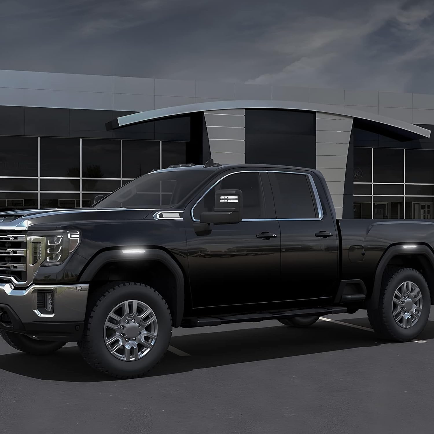 White LED Side Marker Lamp Replacement for Sierra 2500HD 3500HD 2020-2025, 4PCS Clear Lens Fender Marker Parking Lights Replacement Assembly OE 84806032, 84185031