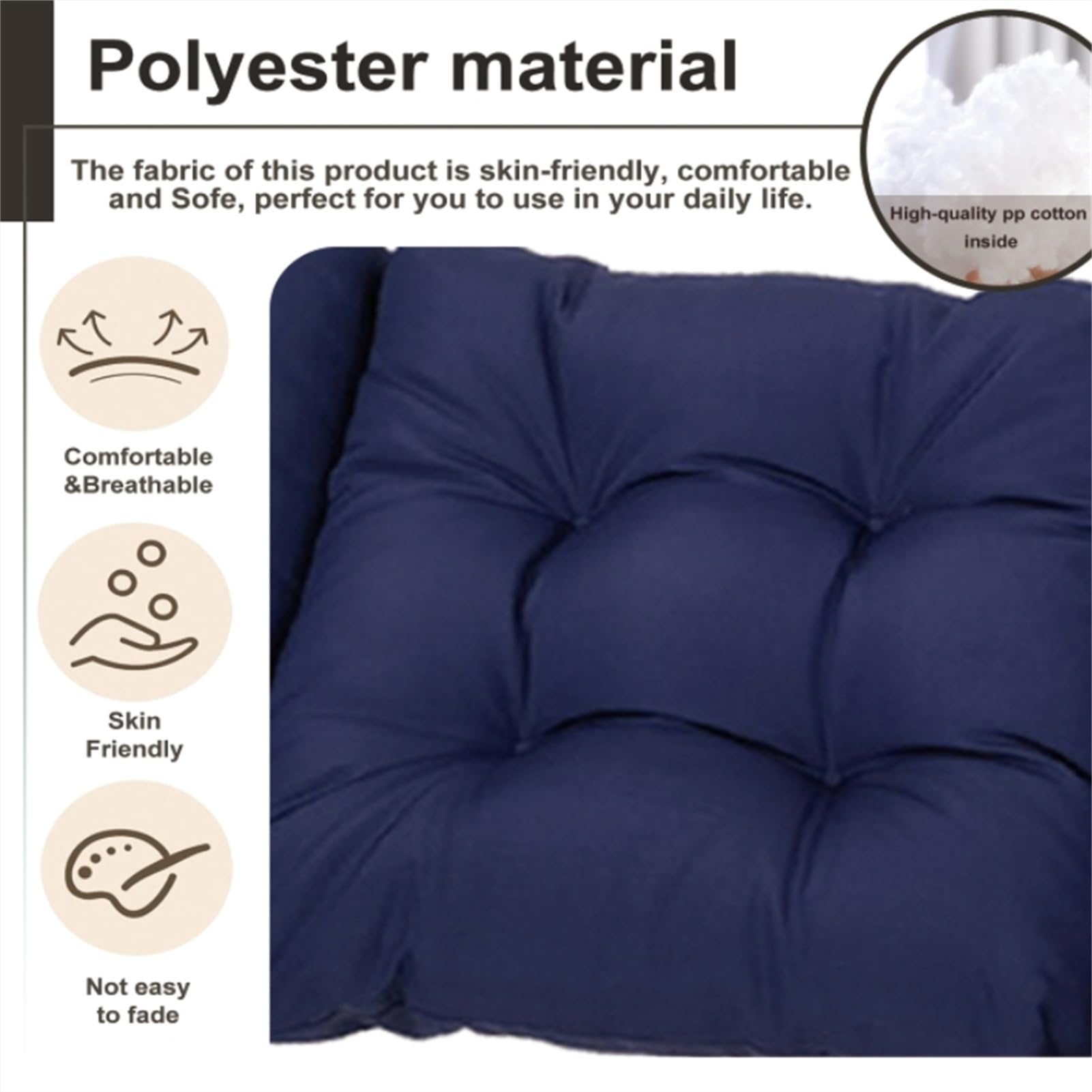 Juego de 2 cojines capitoné para silla mecedora con respaldo alto resistentes a la intemperie, 125 x 55 cm de grosor, con lazos para muebles de exterior