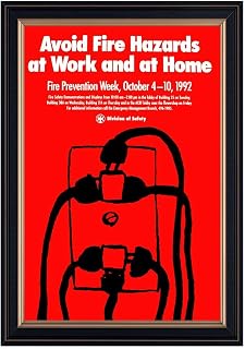 Avoid Fire Hazards Safety Awareness Poster Framed Canvas Wall Art Print Oil Paintings Reproduction World Classics Vintage Abstract Artwork Pictures Wall Decor for Office Dorm Room Apartment (Framed,24W"X36L")