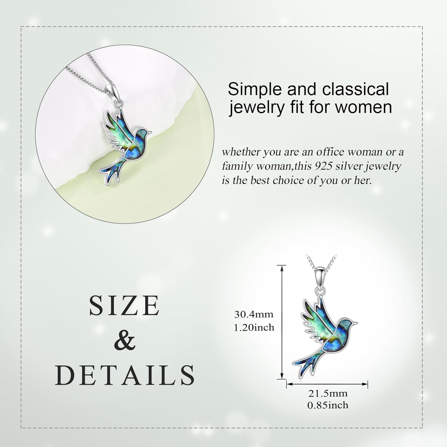 Hummingbird Necklace for Women 925 Sterling Silver Hummingbird Jewelry Bird Pendant Birthday Gifts for Her - Image 4
