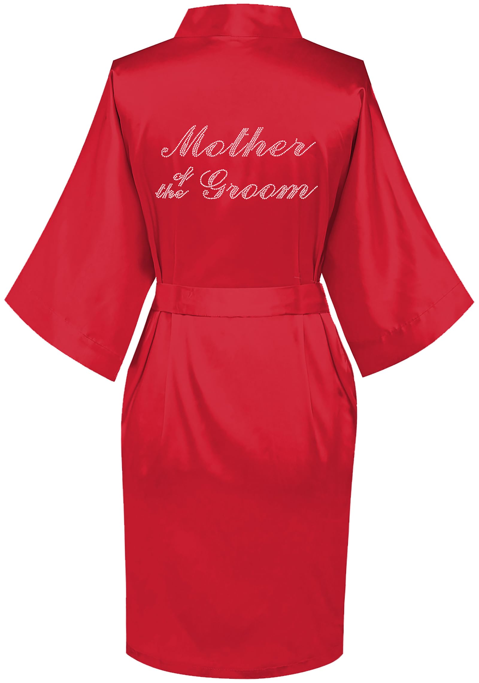 goodmansam Women's Silky Robes One Size Silver Rhinestones Bride Bridesmaid Sleepwear for Wedding Party Getting Ready