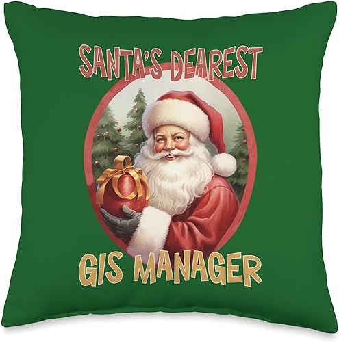 GIS MANAGER Gifts GIS Manager - Almohada de Navidad, 16 x 16 pulgadas, multicolor
