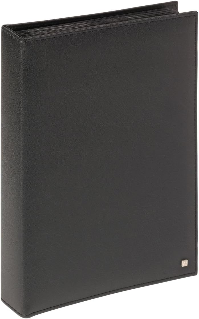 walther designPhoto Album Black 200 Photos 13 x 18 cm Memo Album Imitation Leather with All-Round topStitching, Deluxe ME-287-B