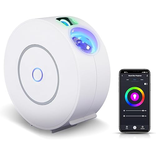 Galaxy Projector for Bedroom, Smart APP & Voice Control, 24H Timer Modes, Adjustable Brightness Galaxy Light Projector, Galaxy Star Projector for Kids and Adults Bedroom Decoration (White)