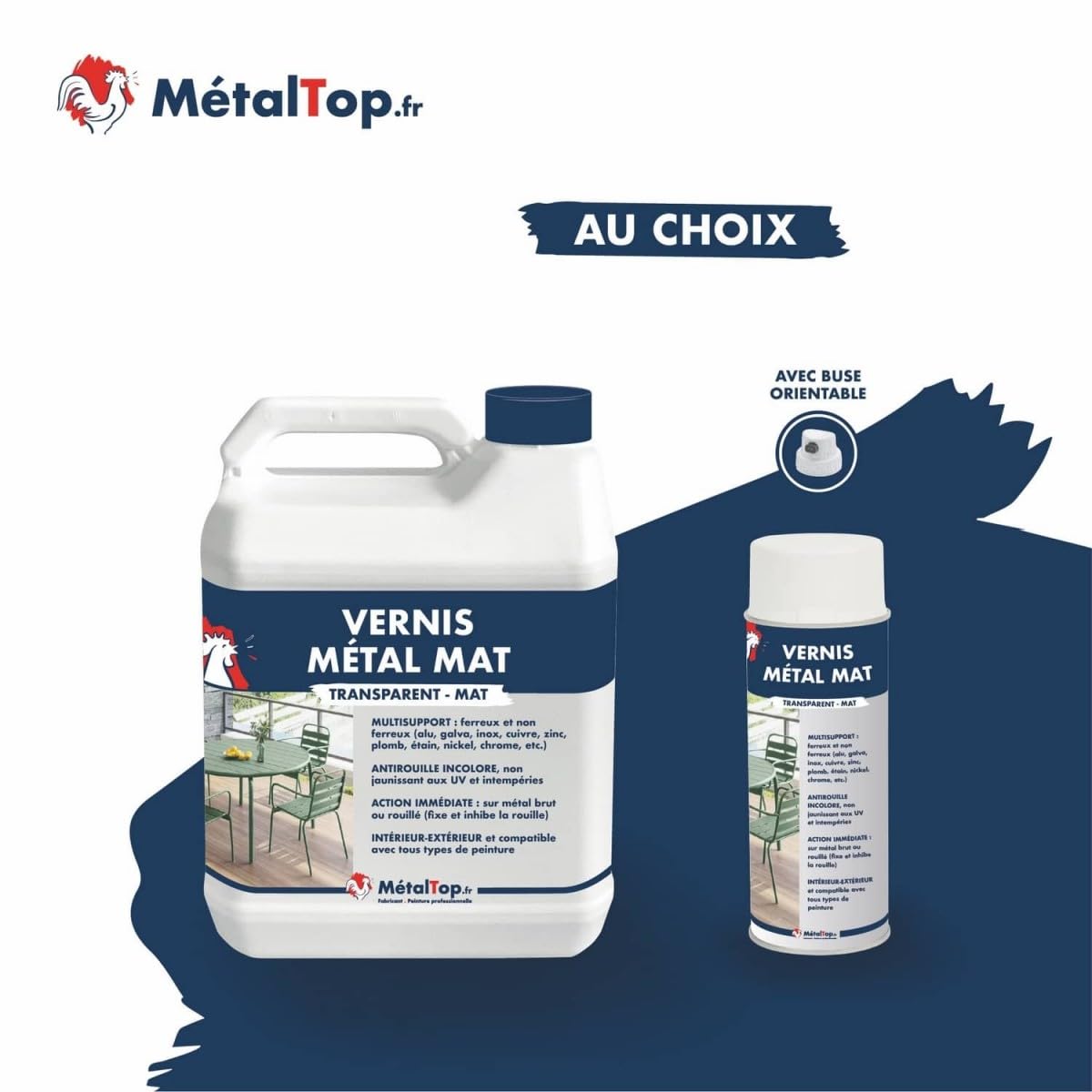 Metaltop - Vernis Metal Mat - 1 L - Pour protéger durablement tous types de métaux.