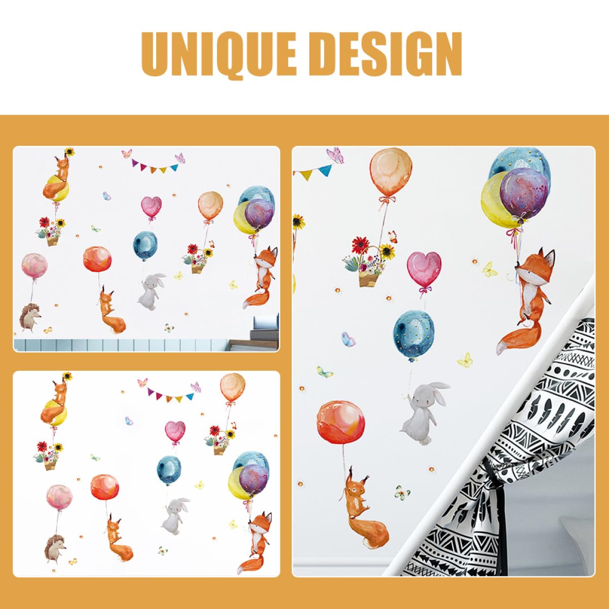 NUOBESTY 6 Juegos Pegatinas de Pared de Animales Adhesivos de Pared Decoración Infantil Habitaciones Aplicación