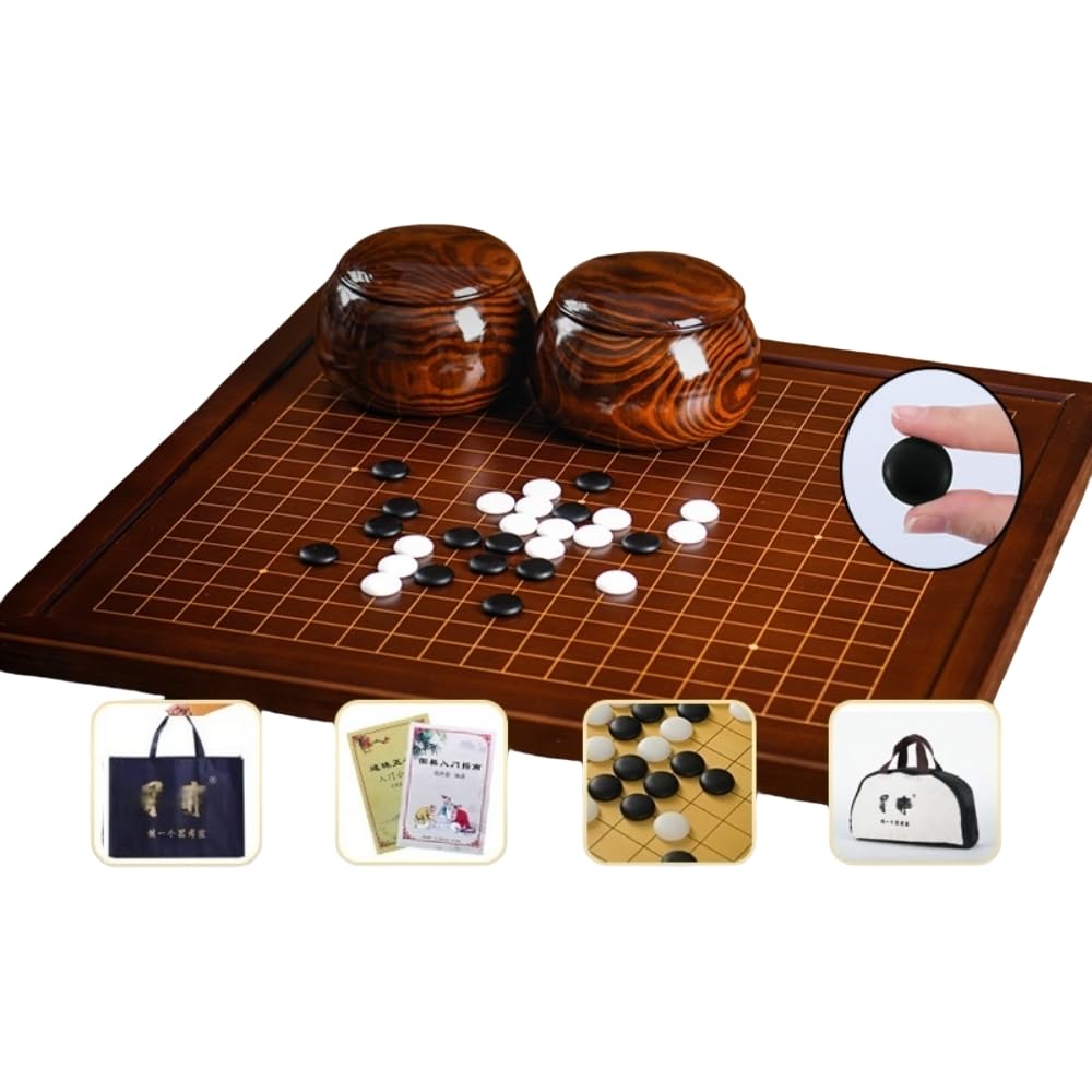 Amazon | 【KYEZOL】無垢材囲碁セット 高級碁石付き｜両面ボード｜茶色