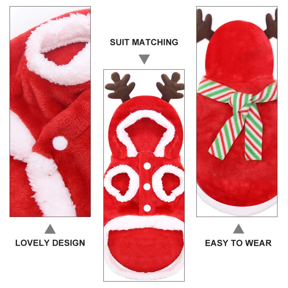 POPETPOP de Mascota Navide?a con Bufanda Dise?o de Reno Disfraz de Cosplay para Perro Sudadera con Capucha para Ropa para Navidad Disfraz de de Peluche de Navidad
