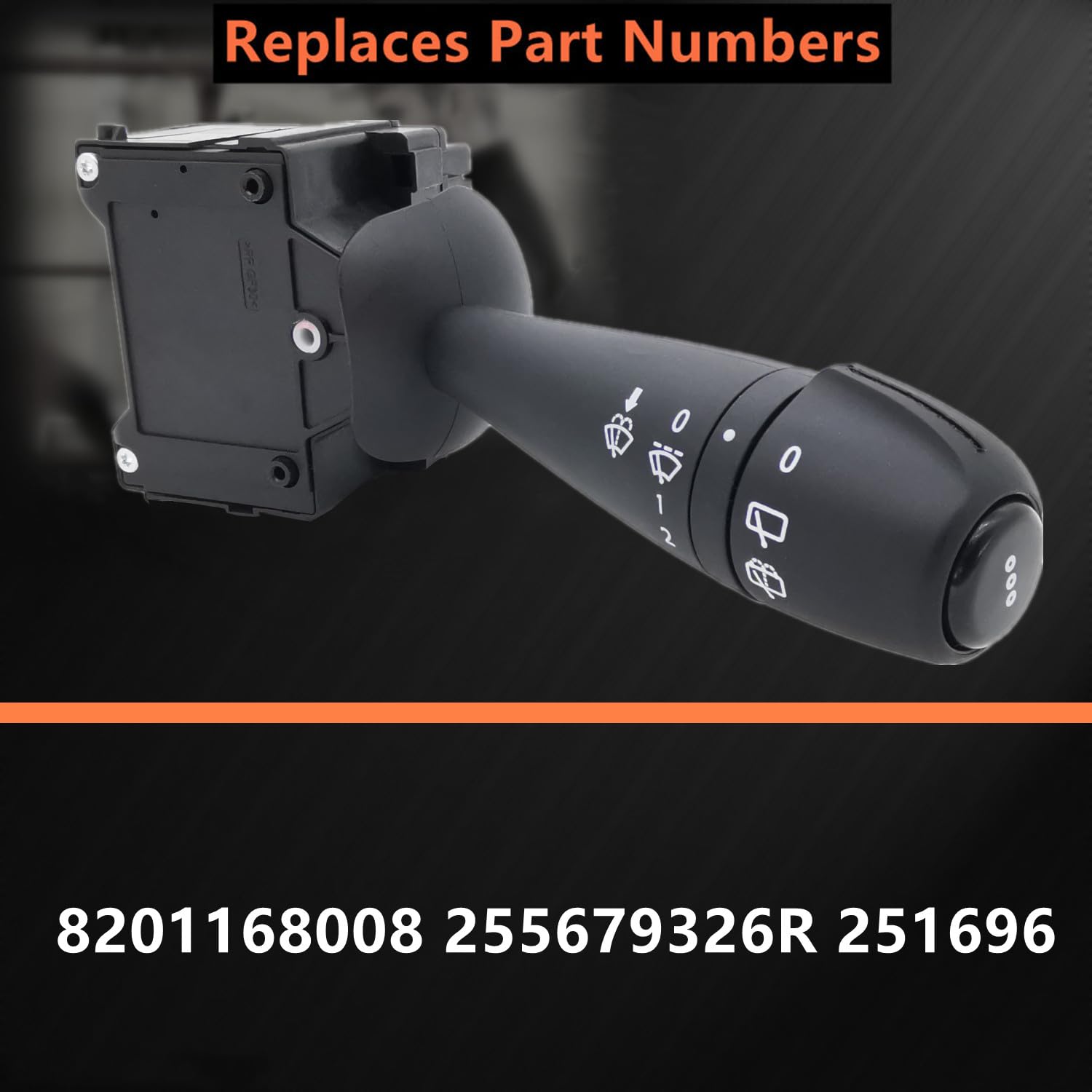 Commodo Interrupteur essuie glace compatible avec Dacia Logan MCV 2 Sandero 2 Lodgy für Renault Cilo 4 Twingo 3 Trafic 3 8201168008 255679326R 251696
