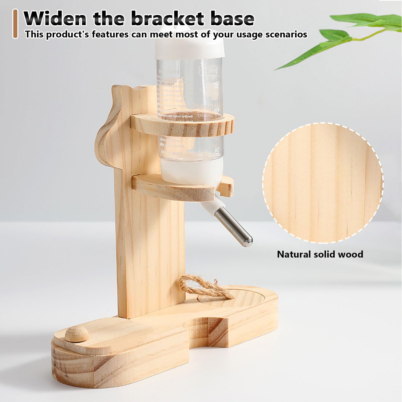 Automatische hangende waterfles, hamsterwaterdispenser, cavia's, waterfles, met verstelbare houten standaard, voor dwerghamsters, goudhamsters, gekleurde muizen, prerielemmingen