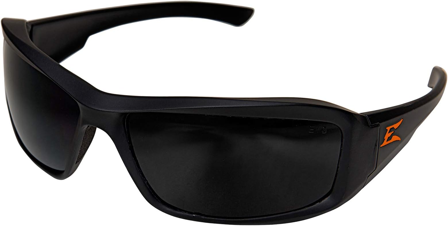 Brazeau Torque Glasses, Black w/Orange E Logo Frame, Smoke Lens, One Size, XB136-E2