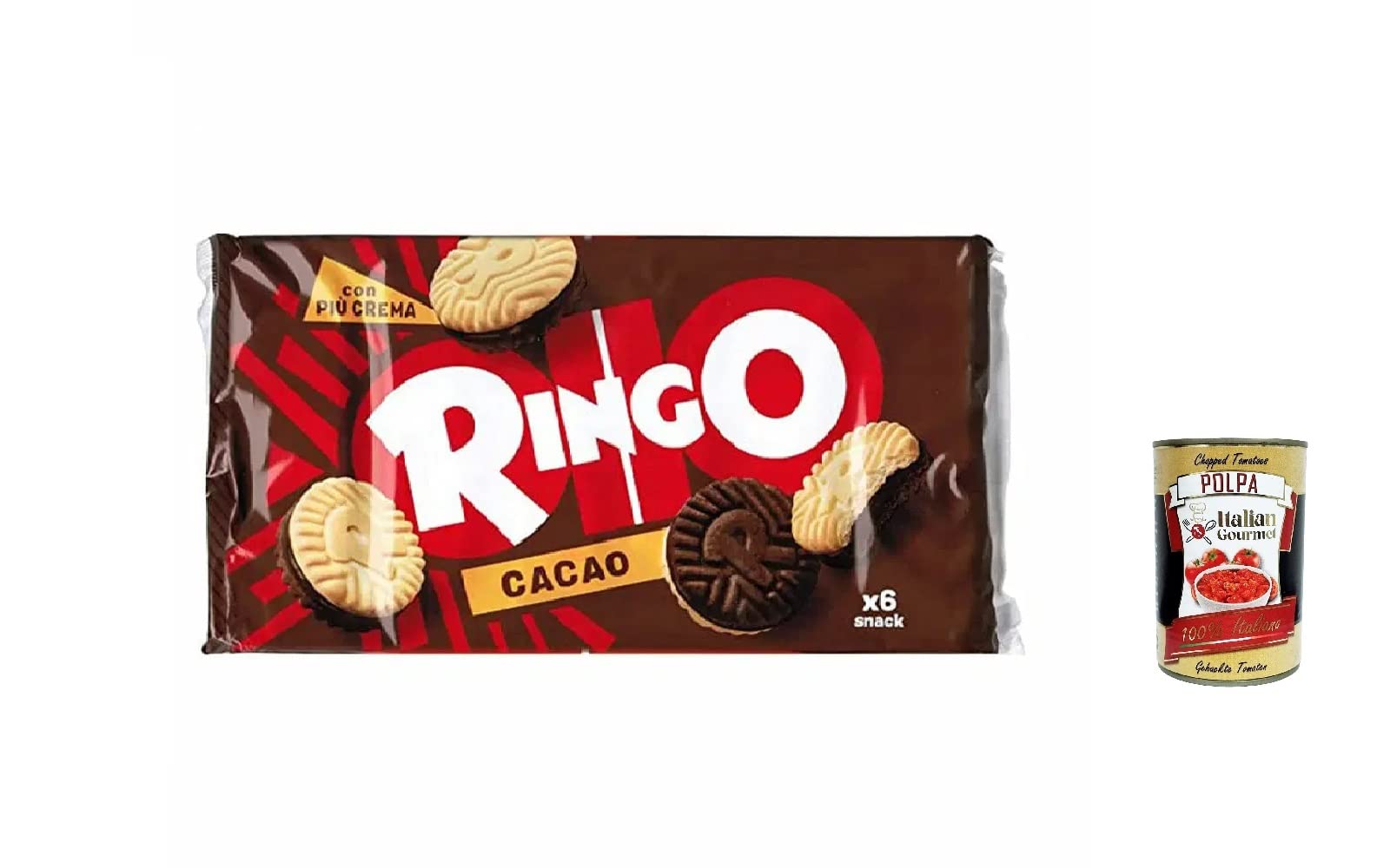 Pavesi Ringo - Galletas de cacao, 12 unidades, 330 g, paquete familiar + Polpa gourmet italiano, 400 g