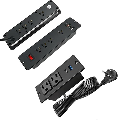 USB C empotrable regleta de alimentación de carga rápida estación de energía de escritorio tamaño doble para mesa de escritorio encimera