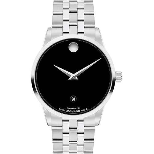 Movado Museum Classic Men's Automatic Watch, Stainless Steel Bracelet, Self-Winding Luxury Timepiece - Gift for Him - 40mm