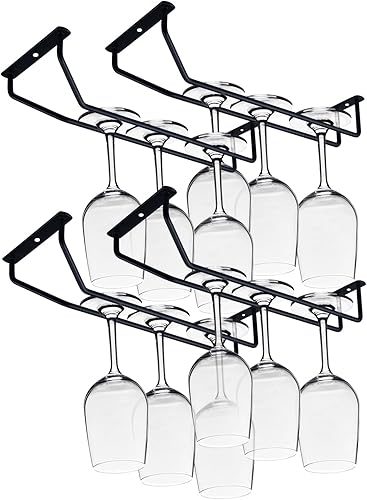 Miniatura 9 de Estante para copas de vino de hierro negro de 13.4 pulgadas debajo del gabinete