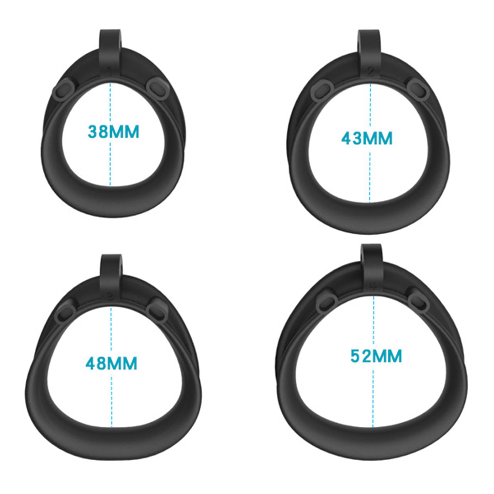 Gabbia da allenamento comoda da uomo migliorata con 4 anelli, biancheria intima speciale per adulti da uomo -ITHA16 (Nero, Nub)