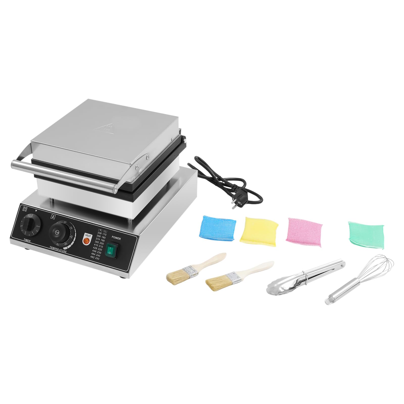 Gaufrier électrique 2000W Gaufrier Professionnel - Appareil à Gaufres pour 2 Gaufres - Revêtement Antiadhésif-Thermostat Réglable 50-300℃ - Cafétéria/Boulangerie/Snack-bar