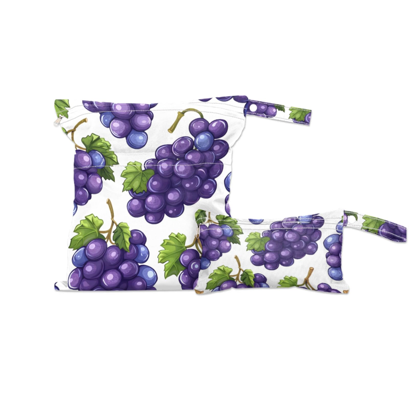 GzLeyigou 2 Set Grapes Wet Dry Bags for Baby Cloth Diapers Reusable Storage Bag for Travel,Beach,Pool,Daycare,Stroller,Gym,Laundry,Dirty Clothes,Swimsuits & Wet Clothes, Wet Bag