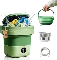 Lavadora Portátil 65L Mini Máquina de Lavar Dobrável Compacta Silenciosa com Centrifugação para Roupas Íntimas Meias Roupas de Bebê Viagens