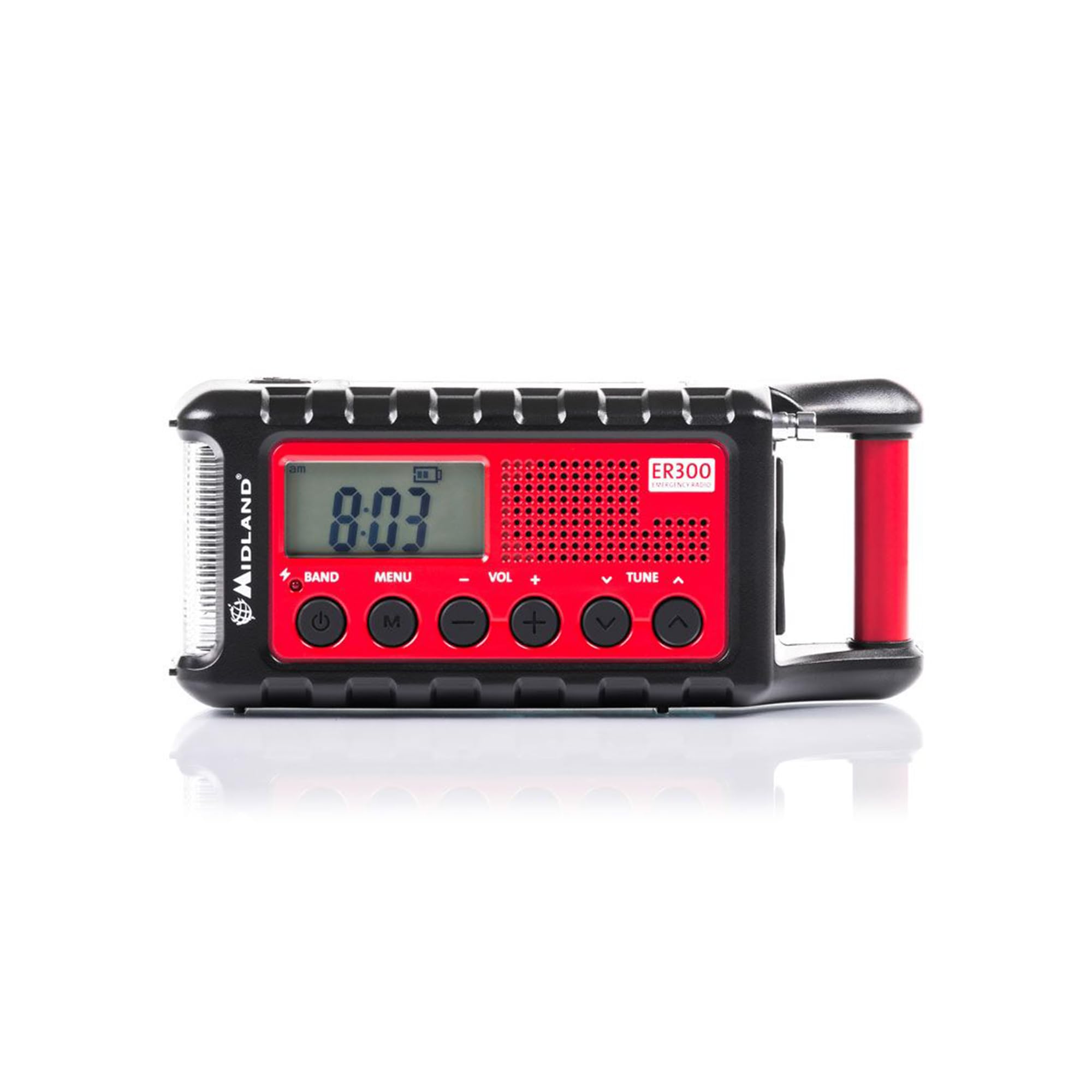 Midland ER300 multifunktionales Emergency Kurbel-Radio, Powerbank, AM/FM-Funkempfänger, Dynamo-Taschenlampe, wiederaufladbare Akkus, USB-Kabel, C1173
