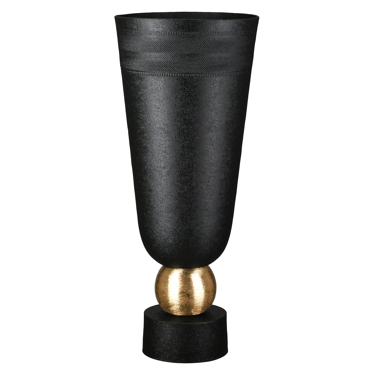 Casablanca Nama Vase - Aluminium - Black Crackle - Conical - Height 48 cm x Diameter 21 cm