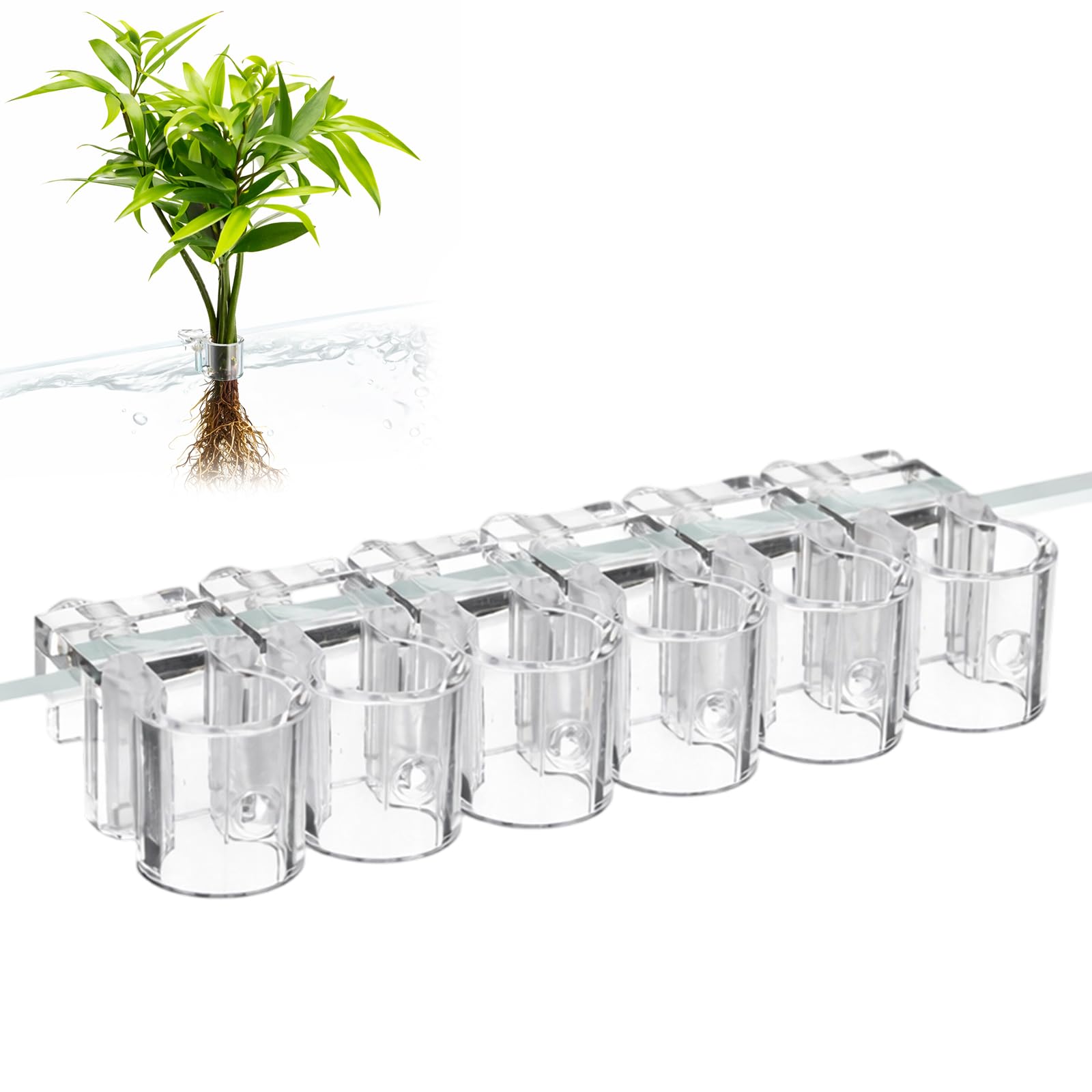 GYTFOG 6PCS Aquarium Plant Holder, Fish Tank Plant Holder with Clip, Transparent Plant Cup for Aquatic Plant Walls and Layered Landscapes, Aquarium Plant Pots Home Grow Planting