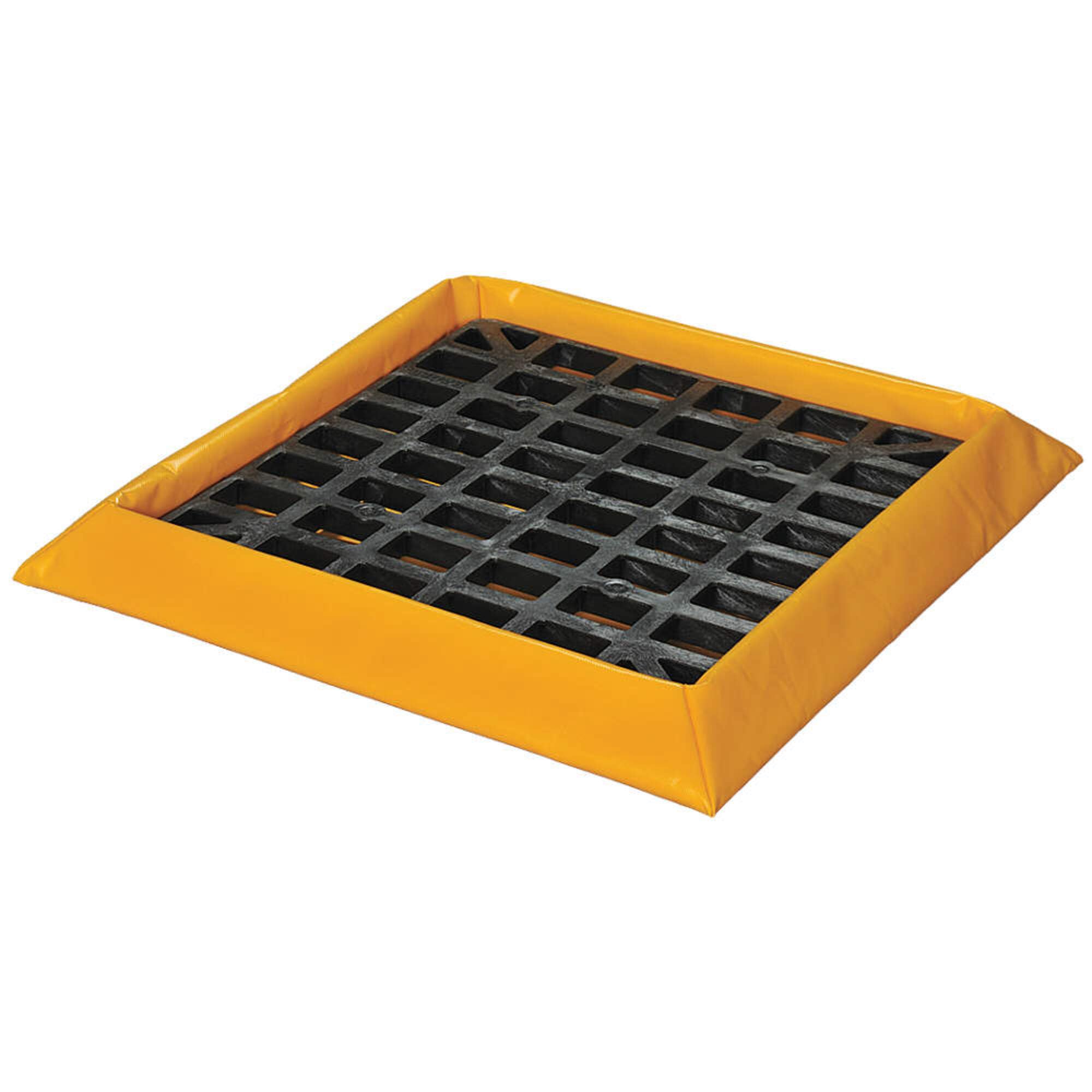 Eagle One Modular Drum Spill Platform With Drain – 26.25"x26", 15 Gal Sump, 2000 Lb Capacity – HDPE, Made In USA, Yellow