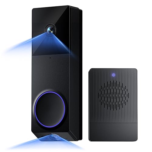 WYZE Wireless Duo Cam Video Doorbell (Chime Included), Battery Powered, 2K Full HD Video, 2 Cameras (People and Package), 2-Way Audio, Color Night Vision - Black