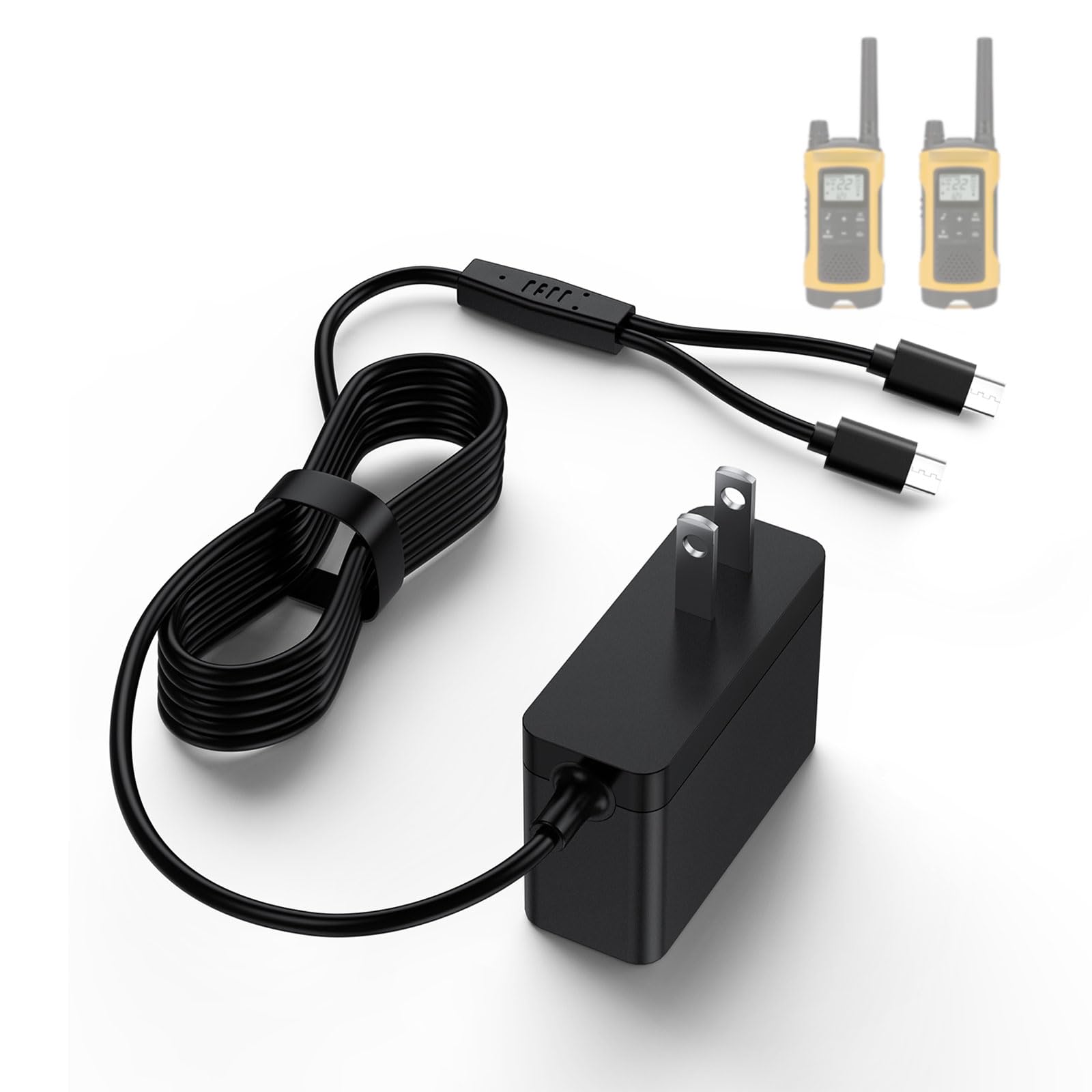 PMPN4204AR Y-Cable Charger Compatible with Motorola Talkabout T200 T400 T460 T470 T500 T600 T800 Two-Way Radios Power Adapter with Dual Micro-USB Cable Replacement 5V Cable Charging Cord