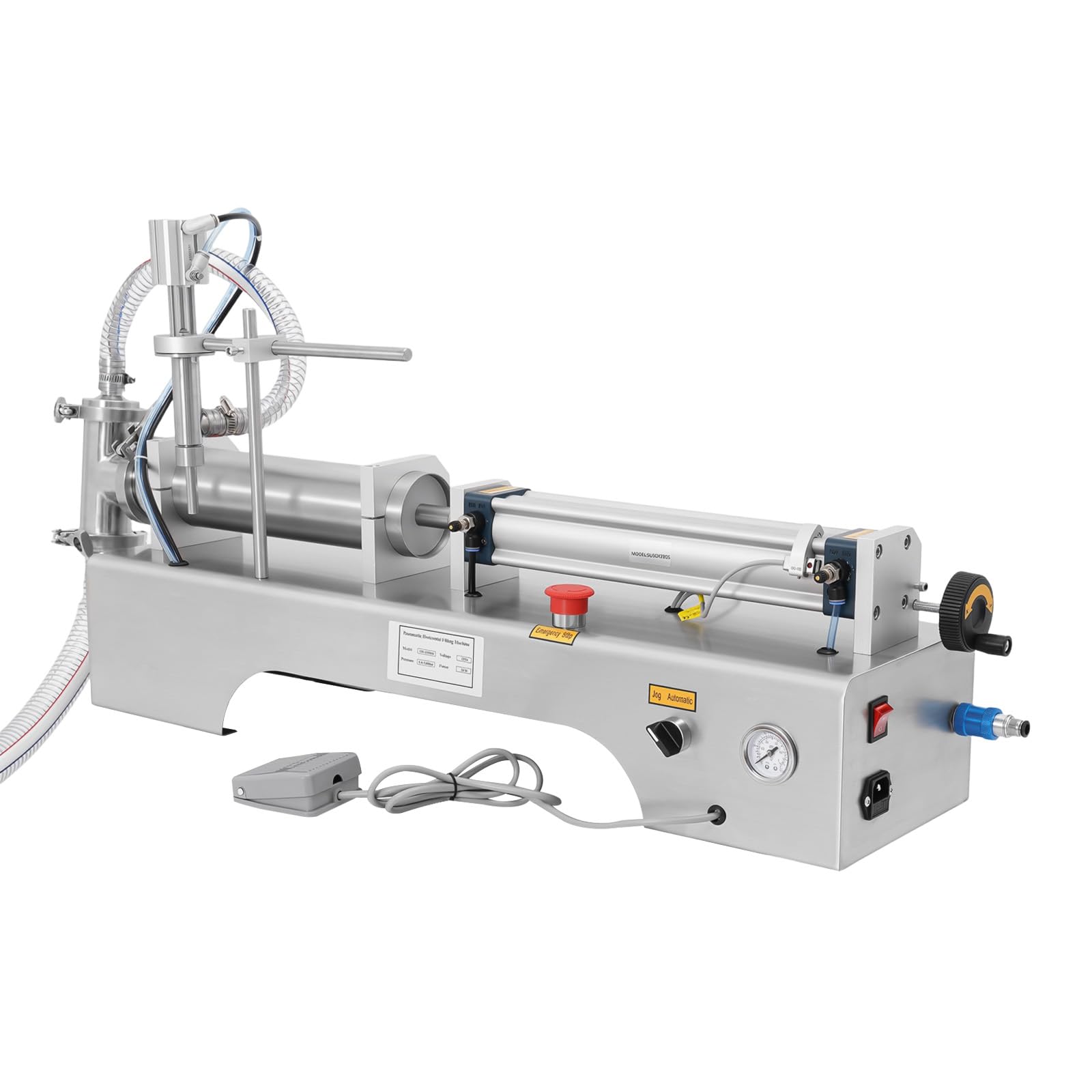 Riempitrice pneumatica orizzontale per liquidi, 30 W, 100-1000 ml, riempitrice pneumatica, autoadescante, in acciaio inox, per bevande farmacologiche