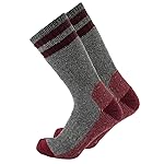 Cerebro Merino Wool Socks for Men, Cushioned Mid-calf Socks Moisture Wicking Men\'s Hiking Socks for Home, Trekking, Outdoors (1Pairs GreyRED)