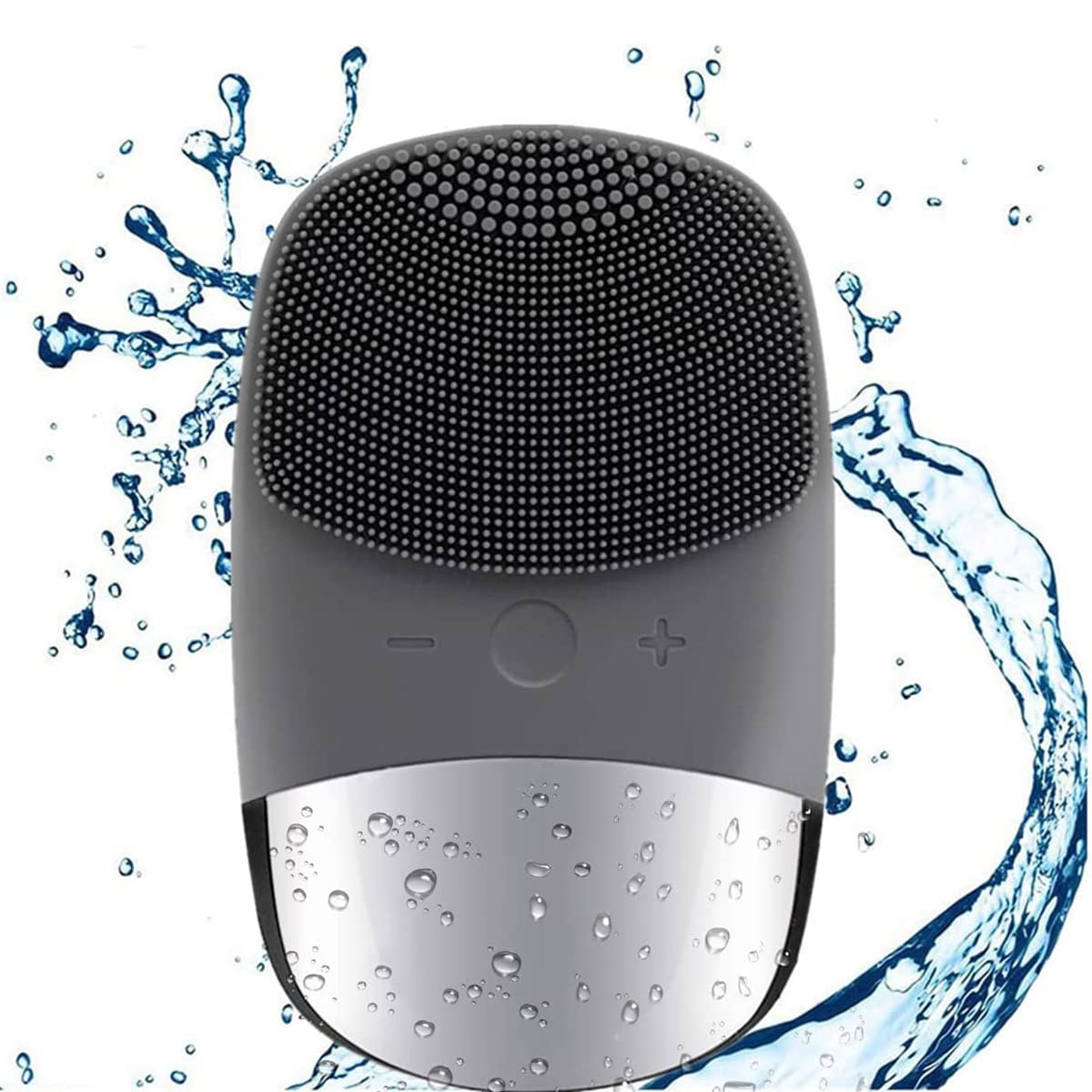 X springFacial Cleansing Brush, 3-in-1 Electric Silicone Face Scrubber IPX7 Sonic Face Brush, 5 Modes USB Rechargeable Pore Cleaner for Deep Cleaning Gentle Exfoliating and Massaging (Gray)