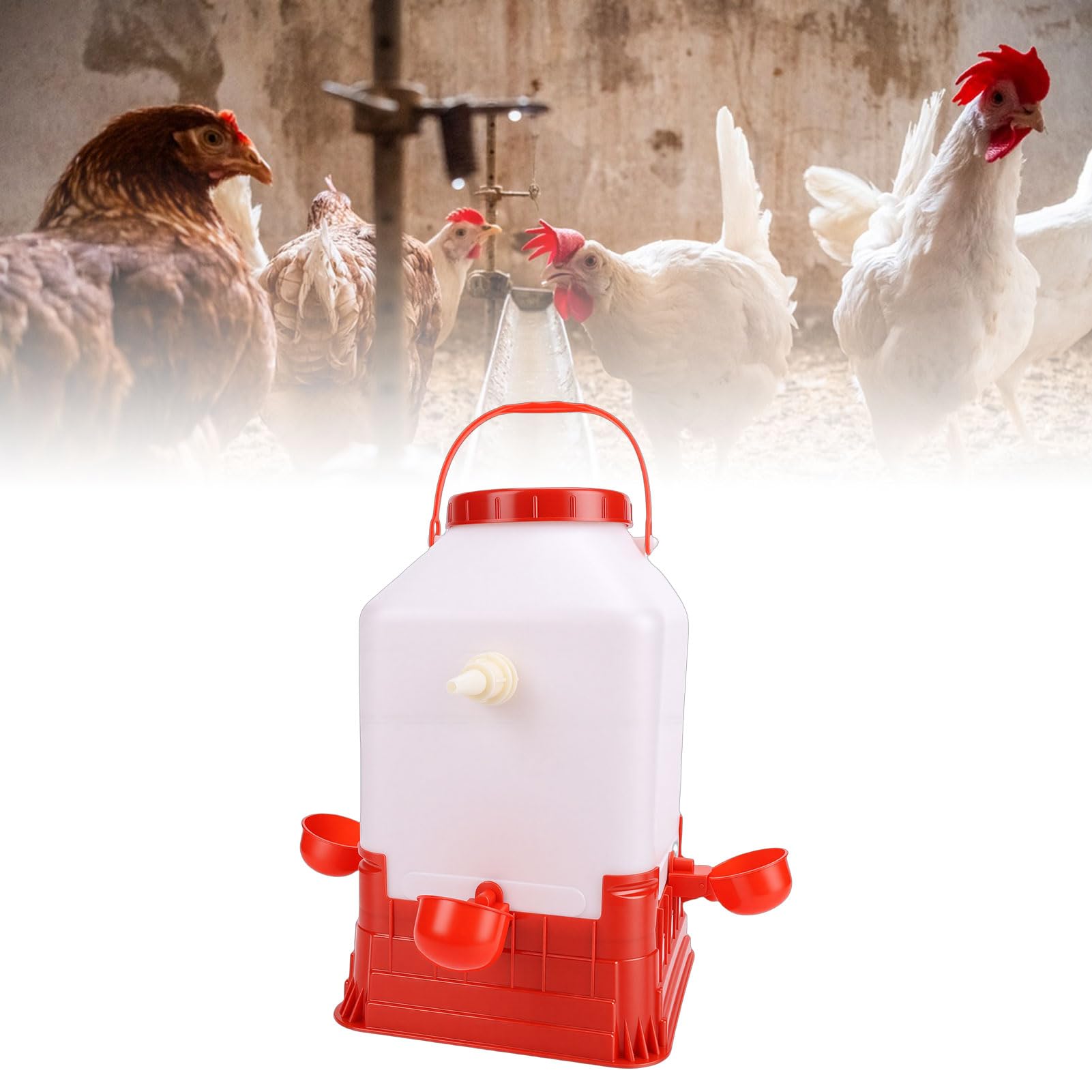 AUNMAS Abbeveratoio Automatico per Pollame, Grande capacità 10 Litri, con 4 Ciotole, Ideale per Anatre, Tacchini e pollai.