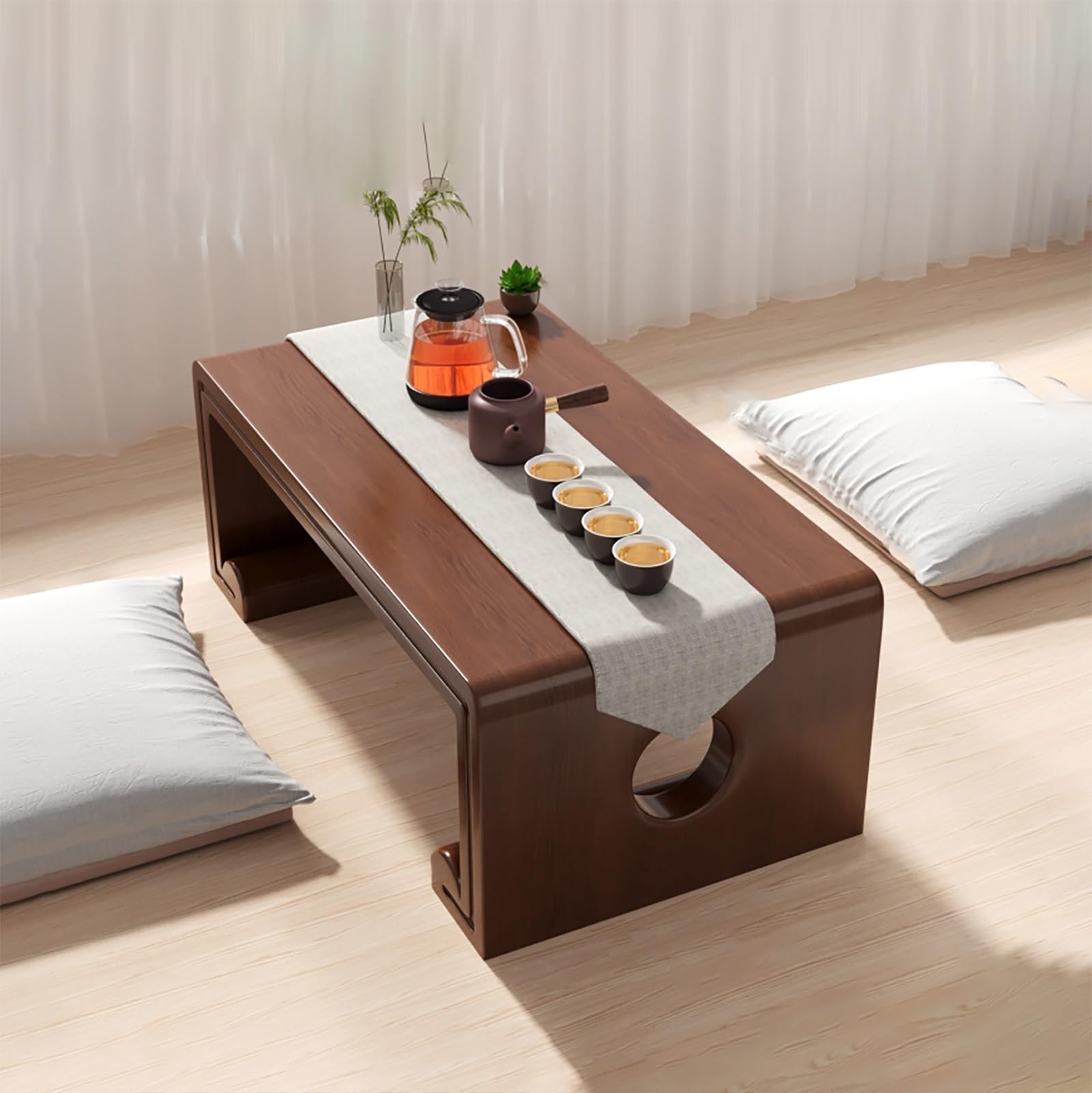 Table basse japonaise en bois de noyer de qualité supérieure